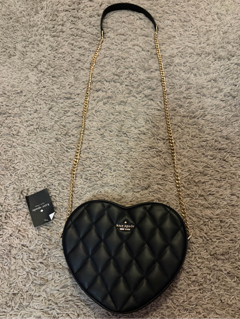Kate Spade Love Shack Quilted Heart Crossbody - Black